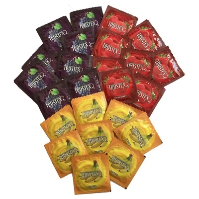 Trustex Fruity Flavored Bulk Lubricated Latex Condoms + Silver Pocket Case - Image 1 of 4