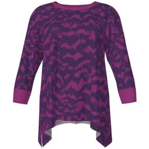 NWT LuLaRoe Cozy Kate 3/4 Sleeve Shirt PLUS Size 1XL (18) Purple Sharkbite Hem - Foto 1 di 12