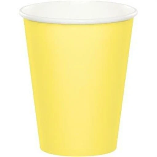 Yellow 9oz Paper Hot/Cold Cups 24 Per Pack Tableware Decorations Party Supplies - Image 1 of 1