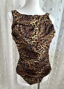 Miraclesuit Rock Solid One Piece Leopard Cheetah - Swimsuit NWOT 14 Underwire - Picture 1 of 6
