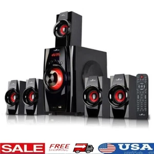 5.1 Channel Surround Sound Bluetooth Speaker System W/ USB SD FM Radio Remote - Picture 1 of 3