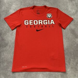 Nike Dri Fit Georgia Bulldogs Shirt Size S University Red Spell Out Football    