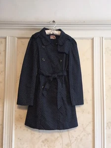 NWT Juicy Couture Girls Lovely Polka Dot Trench Coat 12 Navy - Picture 1 of 6