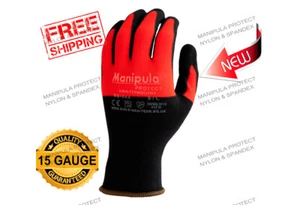 Manipula Protect PPE Safety Work Gloves RedBlack Sandy Nitrile Building Mechanic - Picture 1 of 9