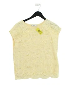 Mango Women's Top S Yellow 100% Polyester Sleeveless Round Neck Basic - Picture 1 of 6