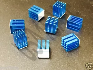 Lot 8 pcs 9x9x12mm adhesive Aluminum blue HeatSink For Memory GPU Chip IC Ram - Picture 1 of 8