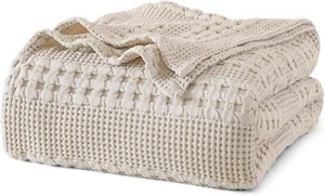 Waffle Weave Blanket King Size, Soft Lightweight Breathable Cozy Summer Blankets - Picture 1 of 7