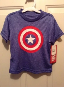Camisa Mangas Cortas Escudo del Capitán América Azul Marvel Talla 12M 18M 2T - Imagen 1 de 5