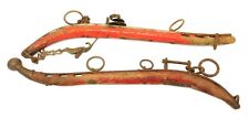 Two Antique Old Painted Red Wood Iron Horse Harness Parts Parts Hardware Hames