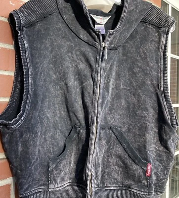 Chaleco con capucha negro desgastado Hard Tail para mujer cremallera frontal talla XL Foto 1 de 4