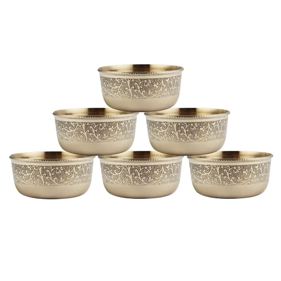 Indian Brass Floral Bowl | Katori - 150 ml - Image 1 of 4