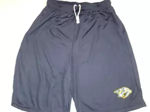 0724-7 Mens NASHVILLE PREDATORS Polyester Jersey SHORTS EMBROIDERED NAVY NEW - Picture 1 of 1