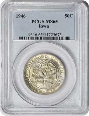 1946 Iowa Commemorative Silver Half MS65 PCGS - Image 1 of 2