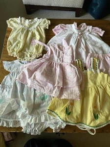 Lot Of 18 Vintage 80s Baby Girls Clothes Dresses Seersucker Gingham 12-18 Mo - Picture 1 of 11