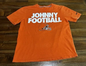 Nike Johnny Football Cleveland Browns Shirt Orange Ohio Medium Swoosh Sleeve - Picture 1 of 7