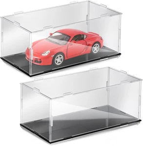 2 Pcs Acrylic Model Car Display Case 1: 24 Scale Clear Diecast Display Boxes wit - Picture 1 of 12