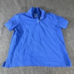 LL Bean Women Blue Polo Relaxed Fit Short Sleeves Shirt Size XL 100% Cotton - Picture 1 of 7