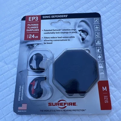 Surefire Sonic Defenders EP3 Filtered Flanged Earplugs Size M Hearing Protection - Image 1 of 2