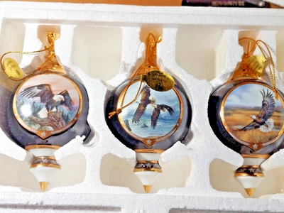 Bradford American Eagle 1999 adornos de porcelana paquete de 3 Foto 1 de 2