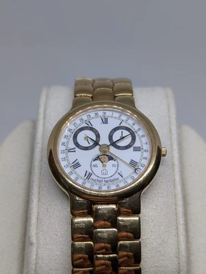 Reloj Suizo Michael Herbelin Fase Lunar Oro 18k Galvanizado.Excelente Foto 1 de 4