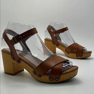 MIA Susan Platform Sandals Women's 6 Brown Block Heel Straps Buckle Clog Boho - Picture 1 of 15