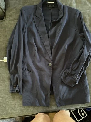 Lane Bryant Jacket Women 14 Blue Blazer Stretch Knit Career Professional Classic - Imagem 1 de 3