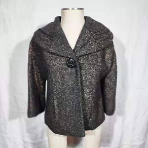 BETH BOWLEY sz 12 Metallic Tweed Wool Jacket Anthropologie - Picture 1 of 15