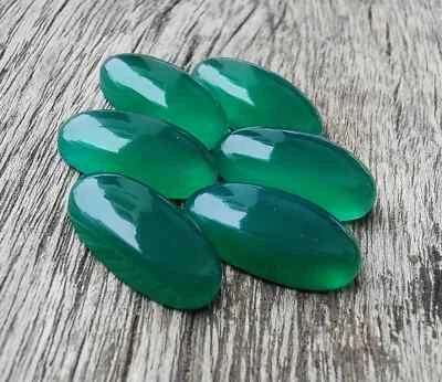 [WHOLESALE] NATURAL GREEN ONYX CABOCHON LONG OVAL SHAPE LOOSE GEMSTONE - Image 1 of 4