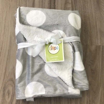 Manta bebé Circo Target gris gris blanco sherpa lunares 30x40" Lovey Foto 1 de 4