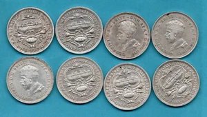 8 X 1927 AUSTRALIA FLORIN SILVER COINS. PARLIAMENT REVERSE. GEORGE V. JOB LOT. - Picture 1 of 2