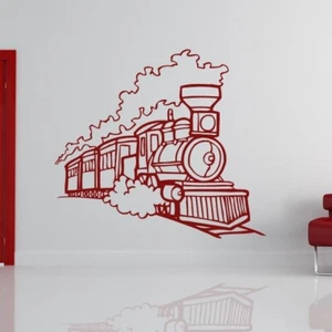 Pegatina artística de pared de tren de vapor de dibujos animados (AS10144) - Imagen 1 de 2