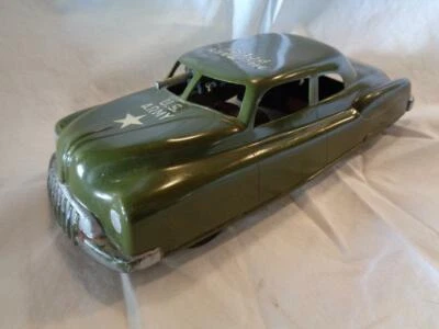 EUC 1950S LOUIS MARX CO. US ARMY MILITARY POLICE CAR - FRICTION MOTOR WORKS - Image 1 of 4