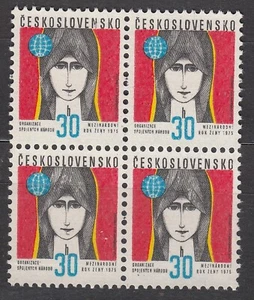 CZECHOSLOVAKIA 1975 SC#1995 MNH** x4 block, International Women’s Year 1975. - Picture 1 of 1