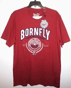 BORN FLY Mens T-Shirt Embroidered Biking Red 3XL 100% Cotton NWT - Picture 1 of 5