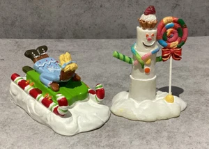 Lemax 2er Set Sugar N Spice 2004 Schlitten mit Schneemann 2 Stück Set - Bild 1 von 5