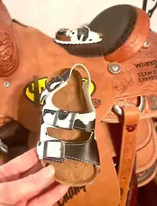 COW PRINT Sandals, kids WESTERN Cow Cork Sandals - Picture 1 of 10