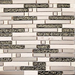 1 qm Glasmosaikplatte poliert Stahl, Stein & Silber 300 x 300 x 8 mm (MT0146) - Bild 1 von 3