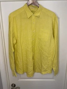 Tommy Bahama Shirt Mens XL Yellow Solid Linen Button Up Long Sleeve Relax - Picture 1 of 7