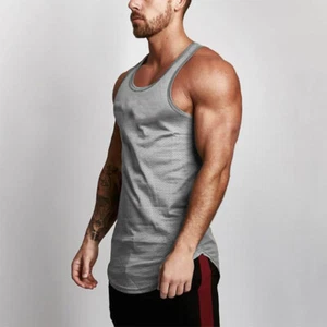 Men's Fitness Gym Quick Dry Blank Undershirts Breathable Bodybuilding Tank Tops - Picture 1 of 12