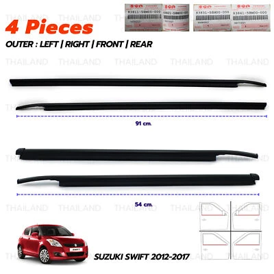 Set 4Dr Outer Weatherstrip Door Belt Fits Suzuki Swift 1.2L GL GLX 2012 2017 Foto 1 de 4