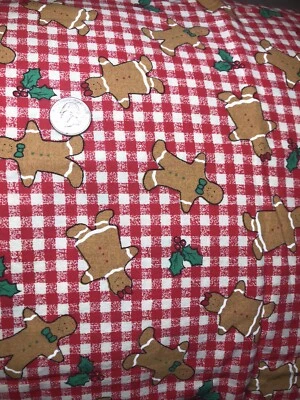 Vintage 1995 Cotton Christmas Gingerbread Man ~ Fabric Traditions ~ 1 Yard #2376 - Image 1 of 3