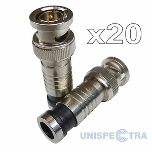 20 x BNC male Compression Connectors Plugs Adapters for RG59 CCTV Coaxial Cable - Picture 1 of 2