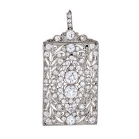 Antique Edwardian 3ct Diamond Pendant Brooch Platinum Vintage Fine Jewelry 