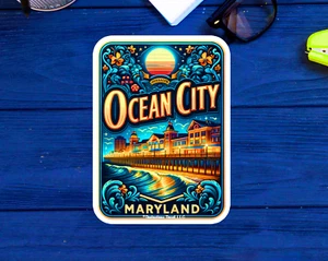 Ocean City Sticker Decal Vinyl Maryland 2.9" X 4" Boardwalk Decal Laptop Tumbler - Picture 1 of 1