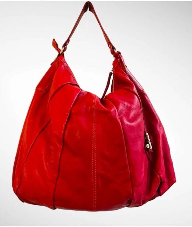 BOLSO DE HOMBRO HOBO GRANDE DE CUERO ROJO NUEVO GIANNI CHIARINI Foto 1 de 4