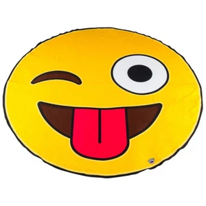 BigMouth Giant Winking Emoji with Tongue 5ft Soft Beach Blanket Round Towel - Picture 1 of 3