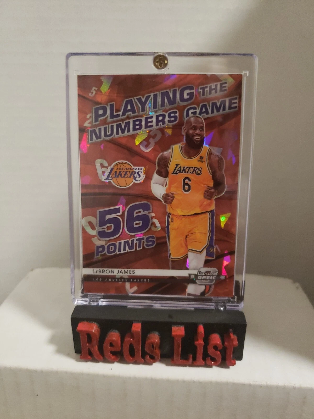 2021-22 Contenders Optic Playing The Numbers Game #3 Lebron James Red Ice Lakers