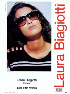 Gafas de sol 1991 Laura Biagiotti Yasmeen Ghauri 1 página revista anuncio - Imagen 1 de 1