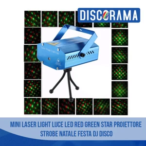 MINI LASER LIGHT LUCE LED RED GREEN STAR PROIETTORE STROBE NATALE FESTA DJ DISCO - Foto 1 di 4