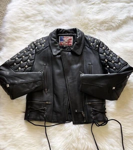 Vintage Leather Quilted Motorcycle Jacket - Picture 1 of 13
